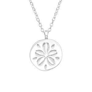 Sterling Silver Sand Dollar and Wave Necklace